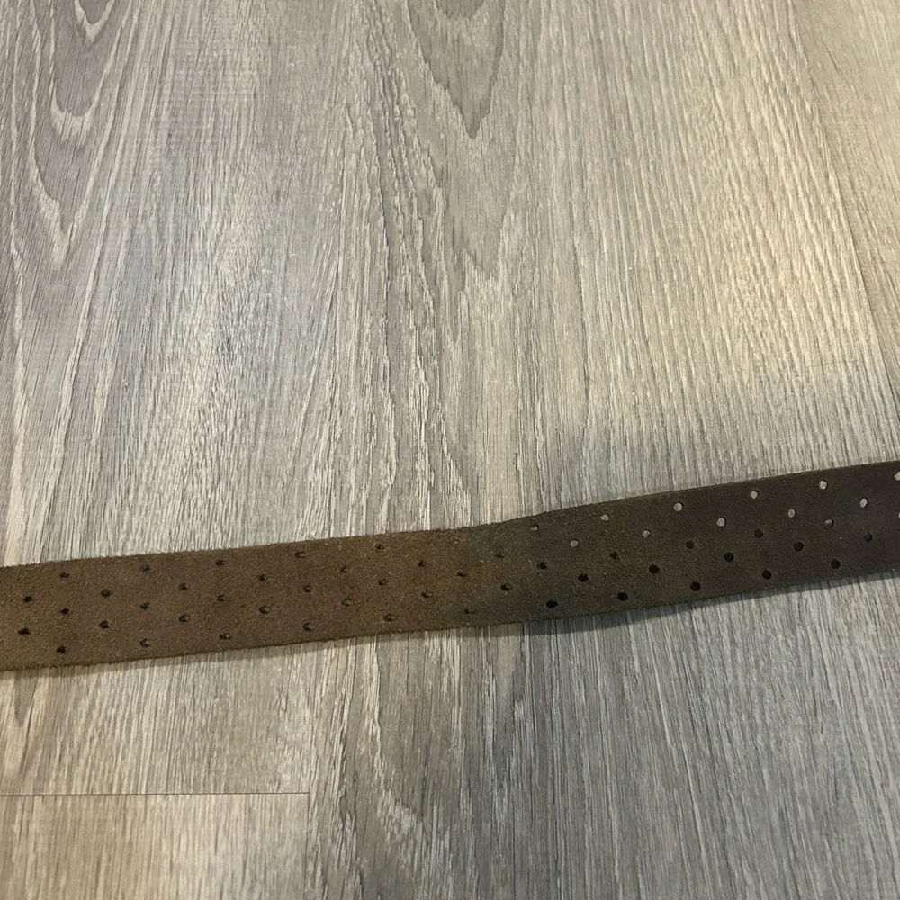 Woman’s Brown Leather Belt with Gold Buckle distressed look